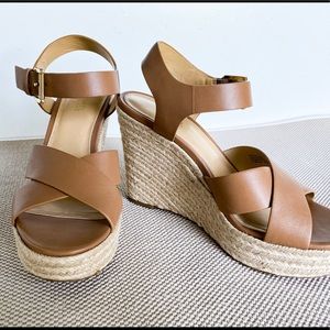 MK leather wedge sandal